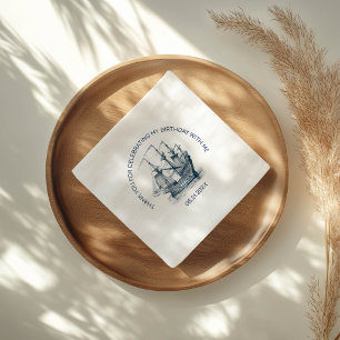 Serviette En Papier Fête d'anniversaire de bateau vintage bleu sur bla
