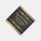 Serviette En Papier Fête d'anniversaire de Black Glam & Gold personnal (Coin)