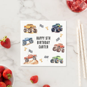 Serviette En Papier Fête d'anniversaire de camions monstres pour enfan