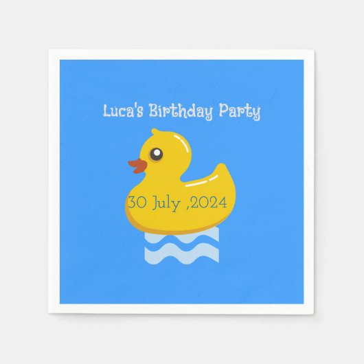 Serviette En Papier fête d'anniversaire de canard en caoutchouc jaune (Devant)