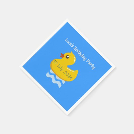 Serviette En Papier fête d'anniversaire de canard en caoutchouc jaune (Coin)