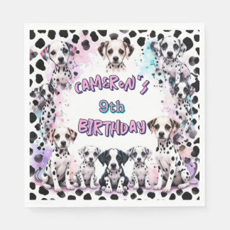 Serviette En Papier Fête d'anniversaire de chiot Dalmatien pastel