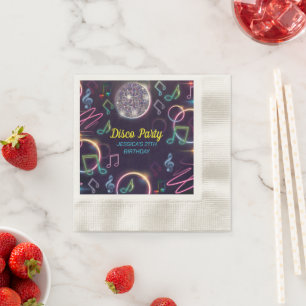 Serviette En Papier Fête d'anniversaire de danse disco néon