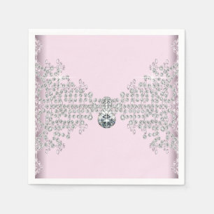 Serviette En Papier Fête d'anniversaire de diamant rose