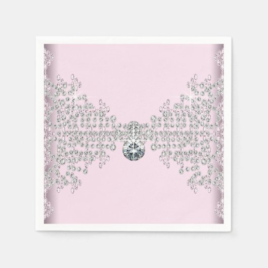 Serviette En Papier Fête d'anniversaire de diamant rose (Devant)