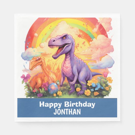 Serviette En Papier Fête d'anniversaire de Dino-Mite (Devant)