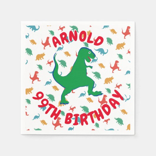 Serviette En Papier Fête d'anniversaire de Dinosaur (Devant)
