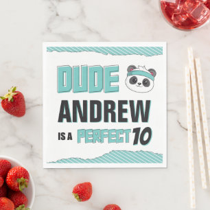 Serviette En Papier Fête d'anniversaire de Duo Turquoise et Black Pand