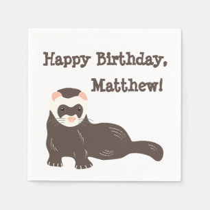 Serviette En Papier Fête d'anniversaire de Ferret Brown personnalisé