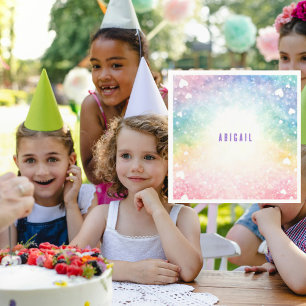 Serviette En Papier Fête d'anniversaire de fille colorée personnalisée
