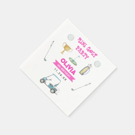 Serviette En Papier Fête d'anniversaire de fille de golf (Coin)