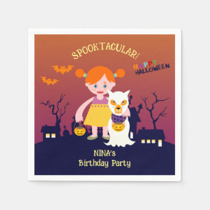 Serviette En Papier Fête d'anniversaire de fille en costume d'Hallowee