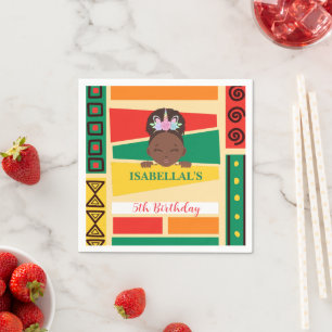 Serviette En Papier Fête d'anniversaire de filles afro-américaines mod