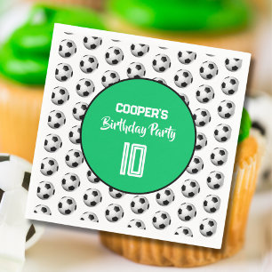 Serviette En Papier Fête d'anniversaire de football pour garçon vert