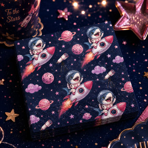 Serviette En Papier Fête d'anniversaire de fusée de requin d'espace mi