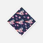 Serviette En Papier Fête d'anniversaire de fusée de requin d'espace mi (Coin)
