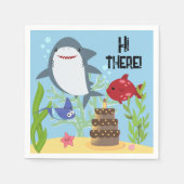 Serviette En Papier Fête d'anniversaire de gâteau de requins et amis (Devant)