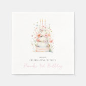 Serviette En Papier Fête d'anniversaire de gâteau floral simple (Devant)