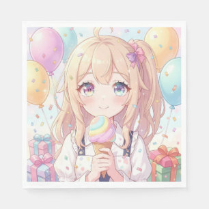 Serviette En Papier Fête d'anniversaire de glace pour fille d'anime