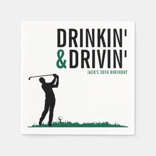 Serviette En Papier Fête d'anniversaire de golf adulte avec boisson et (Devant)