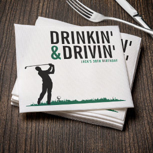 Serviette En Papier Fête d'anniversaire de golf adulte avec boisson et