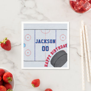 Serviette En Papier Fête d'anniversaire de hockey sur glace