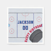 Serviette En Papier Fête d'anniversaire de hockey sur glace (Devant)