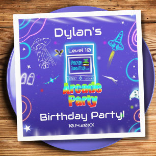 Serviette En Papier Fête d'anniversaire de jeu de rétro arcade