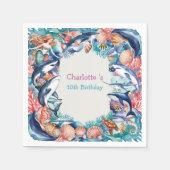 Serviette En Papier fête d'anniversaire de la baleine de requin-sirène (Devant)