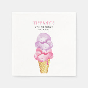 Serviette En Papier Fête d'anniversaire de la Crème de glace rose Co