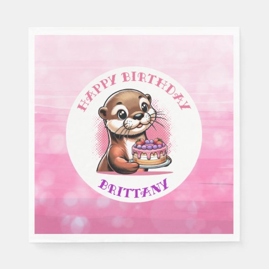 Serviette En Papier Fête d'anniversaire de la fille à thème Otter (Devant)
