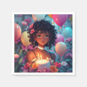 Serviette En Papier Fête d'anniversaire de la fille afro-américaine (Devant)