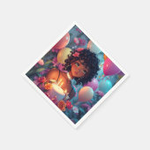 Serviette En Papier Fête d'anniversaire de la fille afro-américaine (Coin)