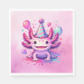 Serviette En Papier Fête d'anniversaire de la fille Axolotl rose et vi (Devant)