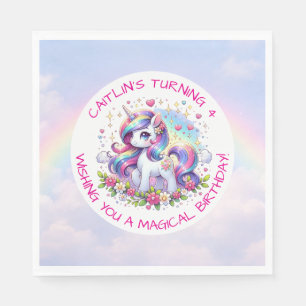 Serviette En Papier Fête d'anniversaire de la fille licorne arc-en-cie