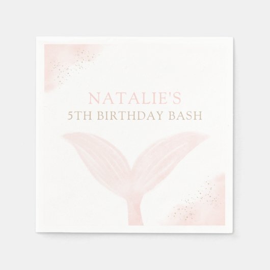 Serviette En Papier Fête d'anniversaire de la fille sirène rose (Devant)