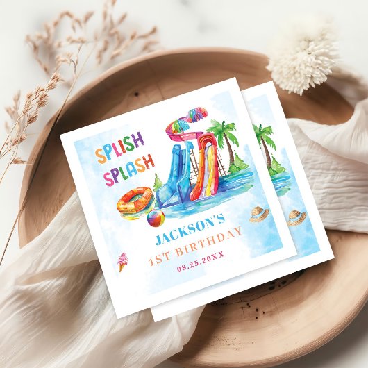 Serviette En Papier Fête d'anniversaire de la glisse d'eau