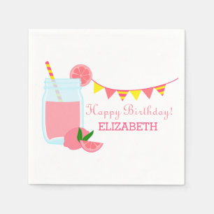 Serviette En Papier Fête d'anniversaire de la limonade rose