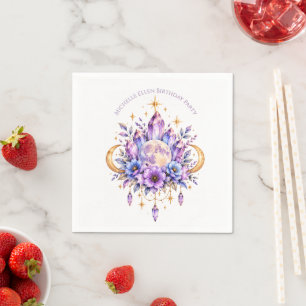 Serviette En Papier Fête d'anniversaire de la Lune Mystique et des Cri
