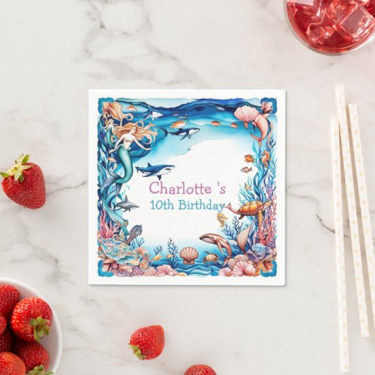 Serviette En Papier fête d'anniversaire de la mer arc-en-ciel (En situation)
