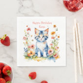 Serviette En Papier Fête d'anniversaire de la petite chatte personnali (En situation)