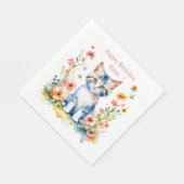 Serviette En Papier Fête d'anniversaire de la petite chatte personnali (Coin)