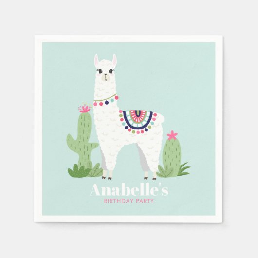 Serviette En Papier Fête d'anniversaire de la petite Llama (Devant)