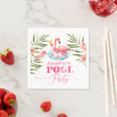 Serviette En Papier Fête d'anniversaire de la piscine Gilr rose flamin (En situation)