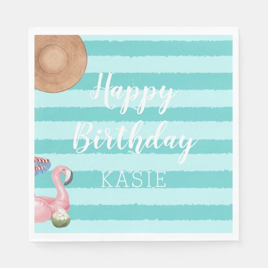 Serviette En Papier Fête d'anniversaire de la piscine pour filles (Devant)