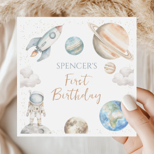 Serviette En Papier Fête d'anniversaire de la planète pour le premier