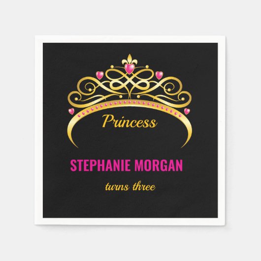 Serviette En Papier Fête d'anniversaire de la princesse d'or rose mode (Devant)