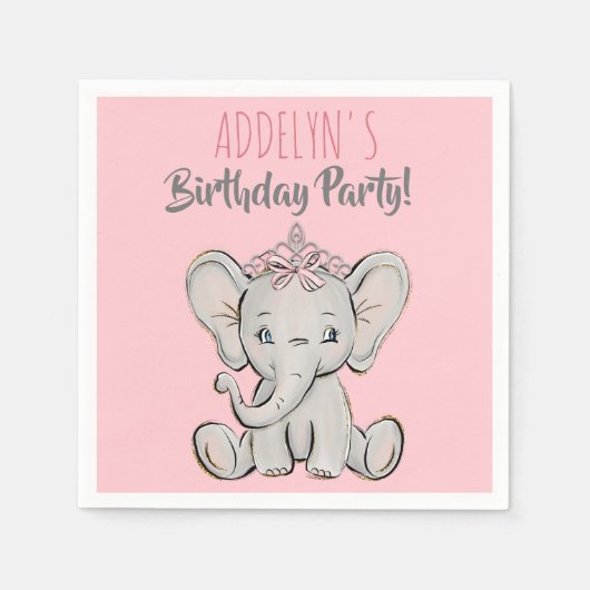 Serviette En Papier Fête d'anniversaire de la princesse rose mignonne  (Devant)