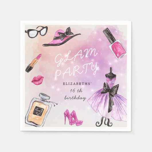 Serviette En Papier fête d'anniversaire de la retouche glam sparkle (Devant)