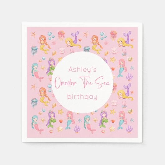 Serviette En Papier Fête d'anniversaire de la sirène (Devant)